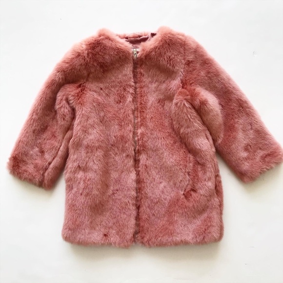 GAP Other - Gap kids dusty rose faux fur dress coat EUC XS(4T)